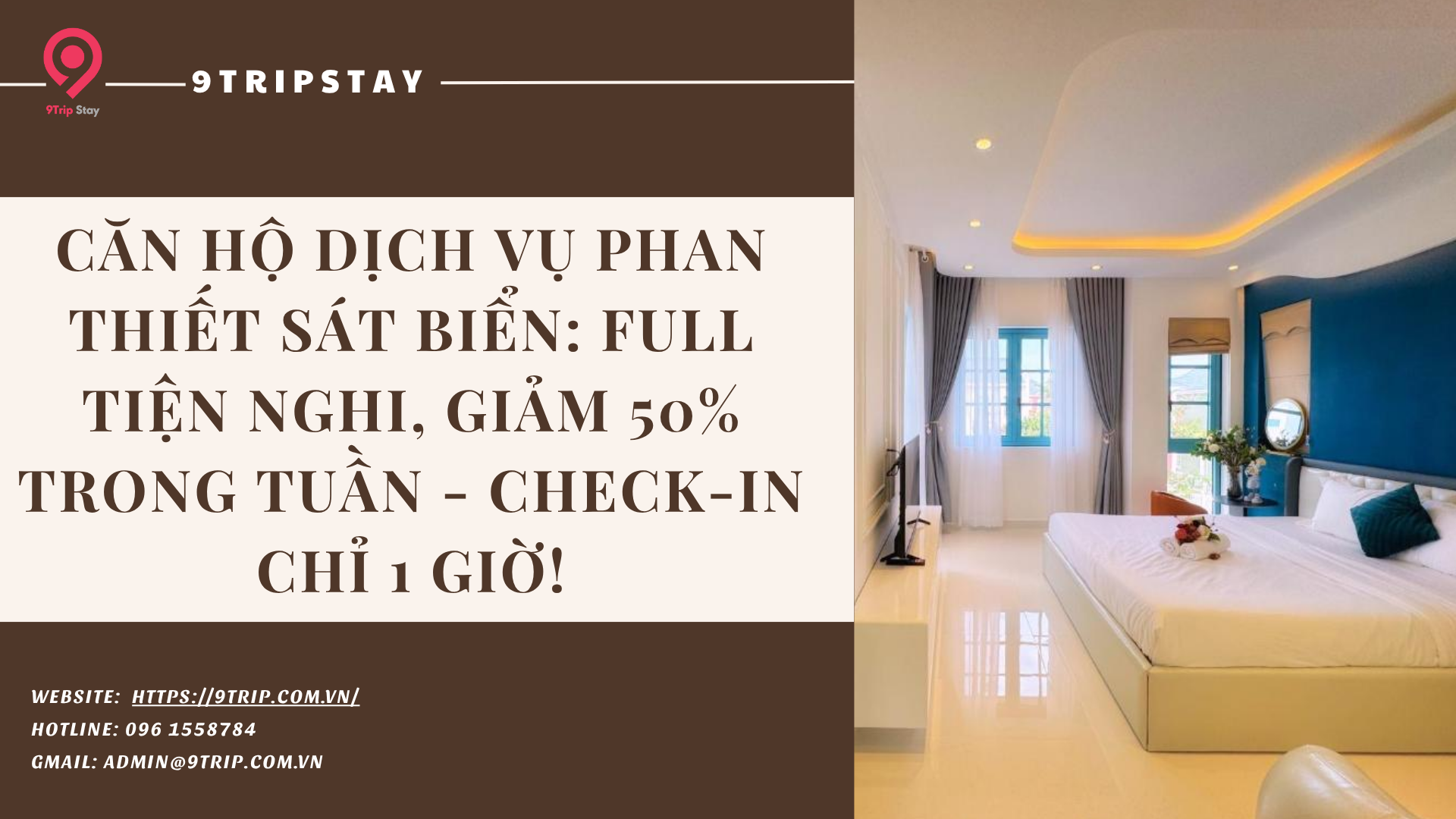 Căn hộ dịch vụ Phan Thiết sát biển: Full tiện nghi, GIẢM 50% trong tuần – Check-in chỉ 1 giờ!