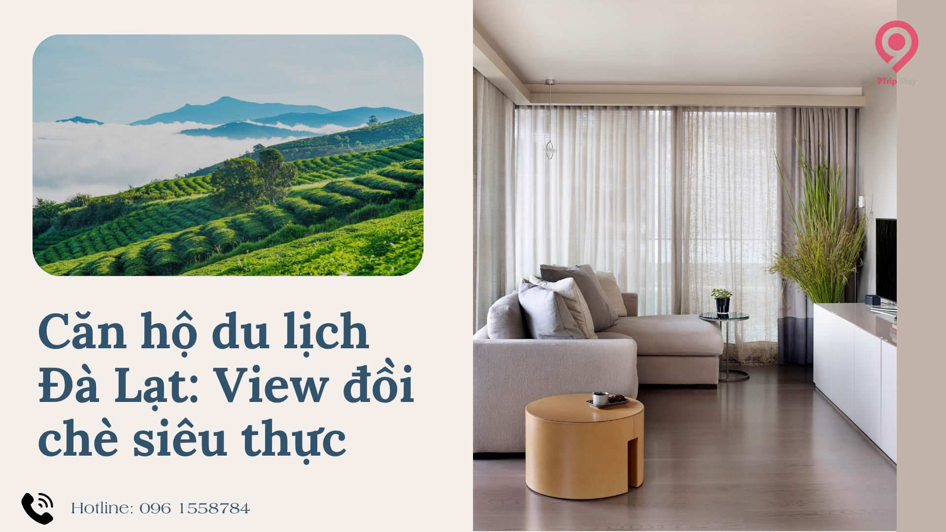 Căn hộ du lịch Đà Lạt: View đồi chè siêu thực, tỉnh dậy như trong mơ